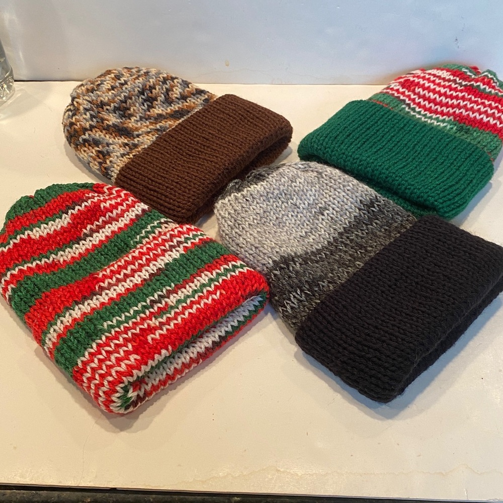 NWOT Hand-Knit Set of 4 Winter Hats